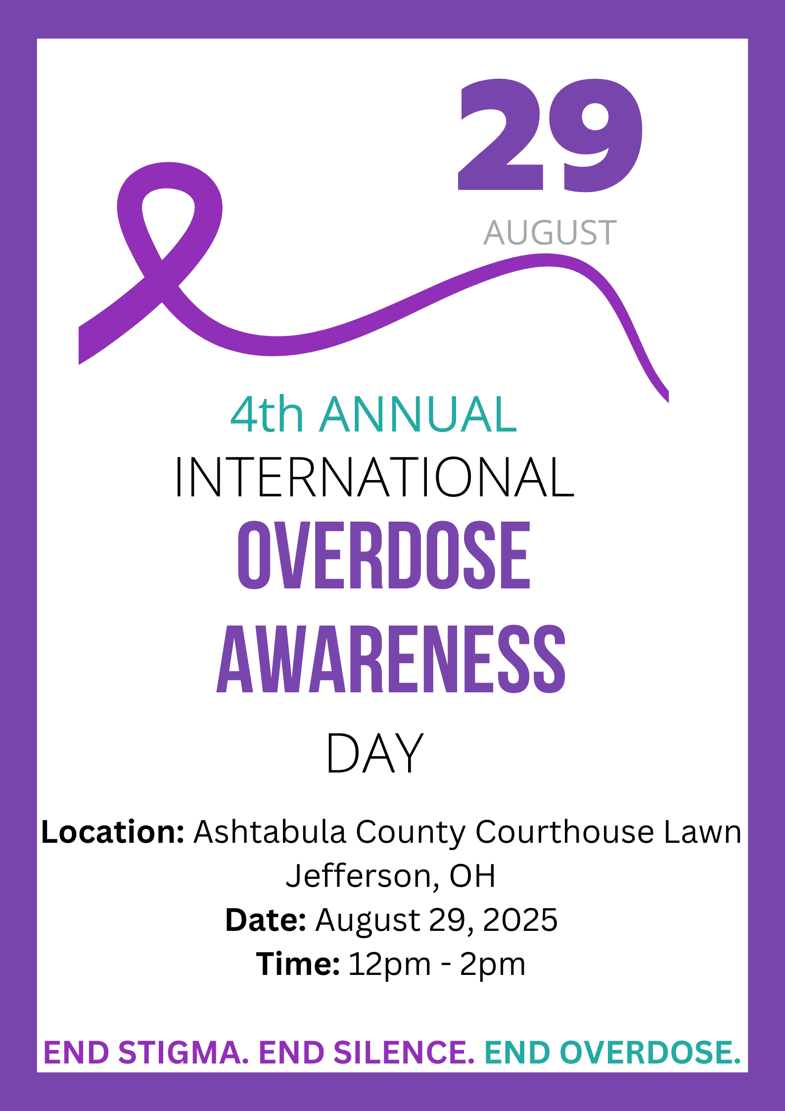 Overdose AD 2025 Flyer Overdose Awareness Day flyer for august 29 event