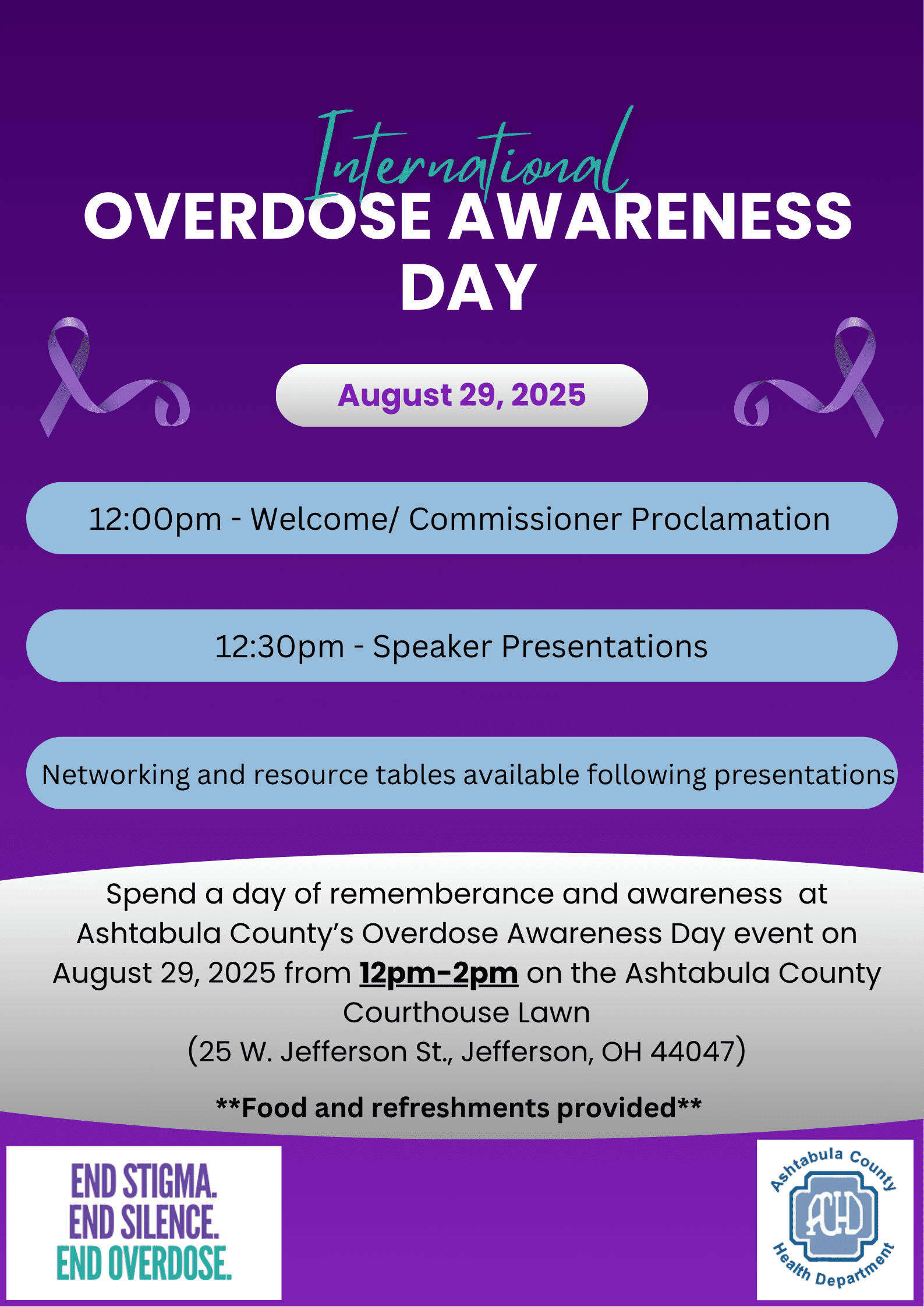 Overdose AD 2025 Overdose Awareness Day flyer for agenda