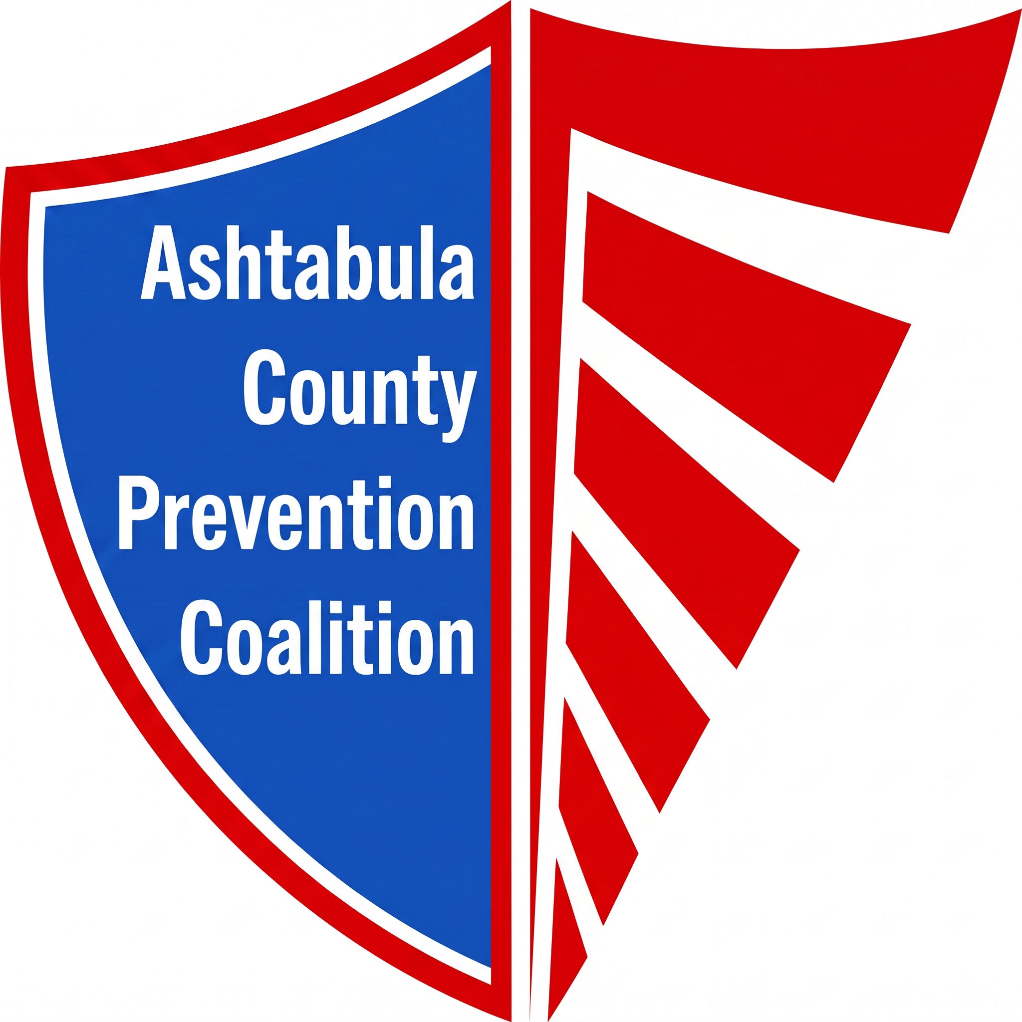 Prevention Coalition Logo Ashtabula County Prevention Coalition blue and red shield logo